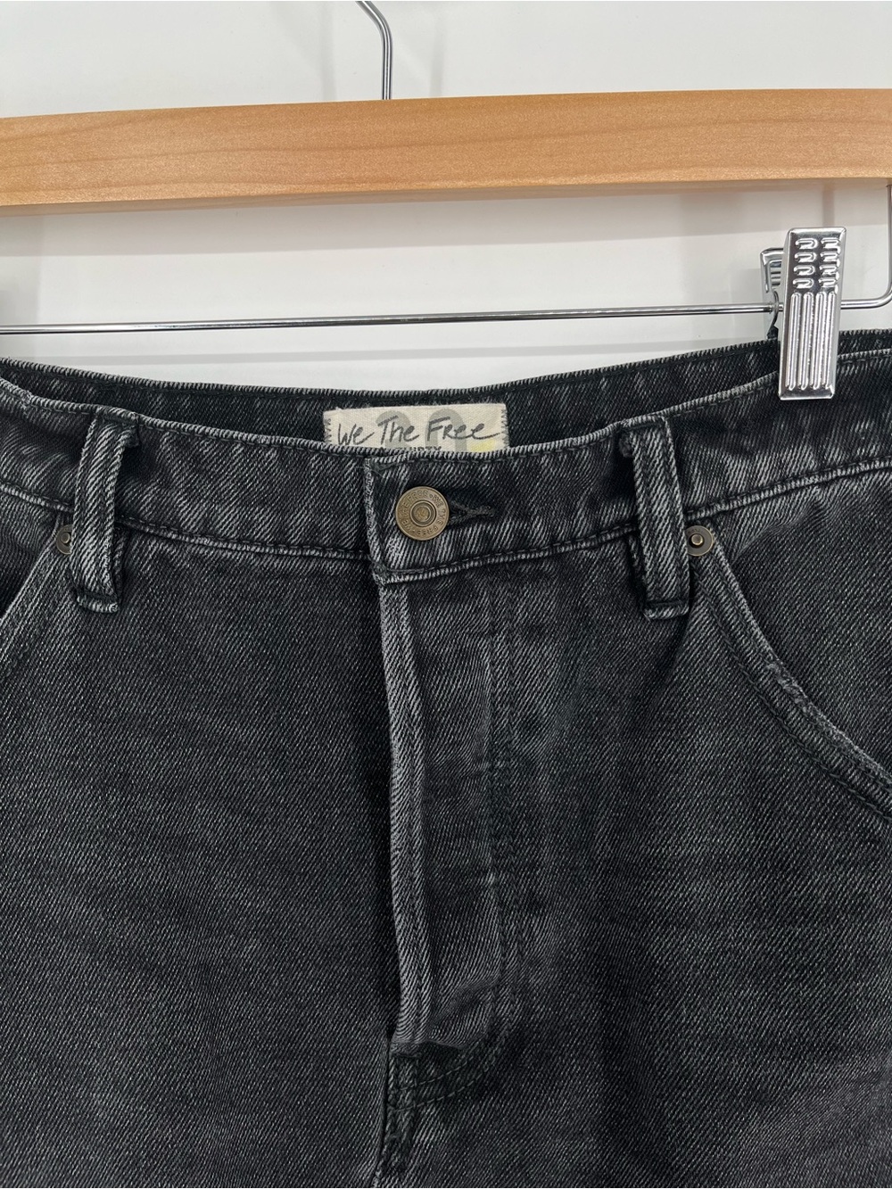 We The free Distressed Faded Black Jean Skirt Women’s Size 30 - Picture 5 of 16